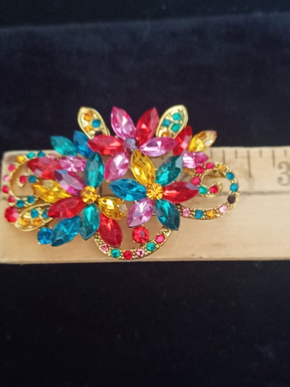 Multi Colored Rhinestone Brooch  Sparkles! - Picture 3 of 4